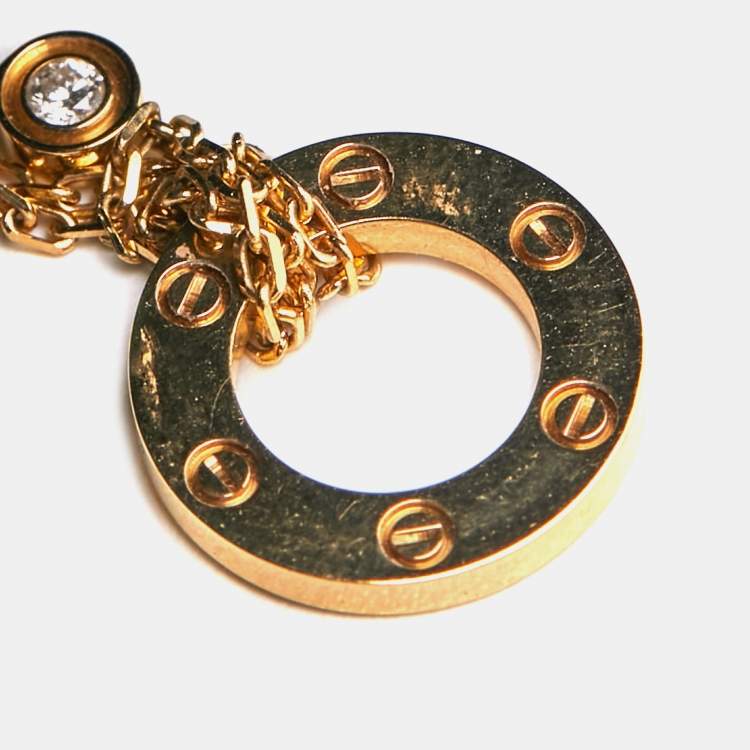 Pre Owned Cartier Love Diamond 18k Yellow Gold Necklace