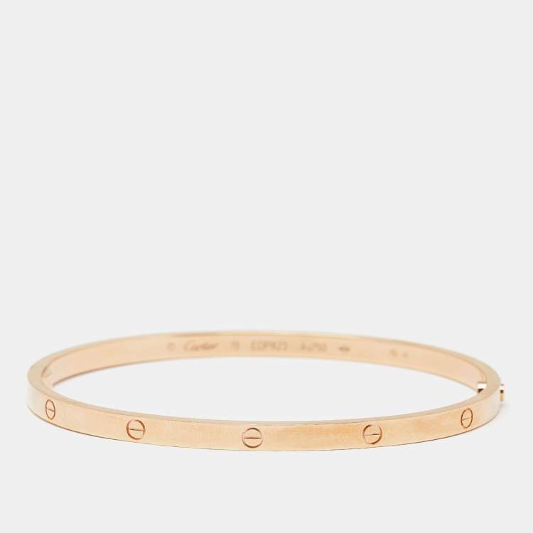 Pre Owned Cartier Love 18k Rose Gold Small Model Bracelet 19