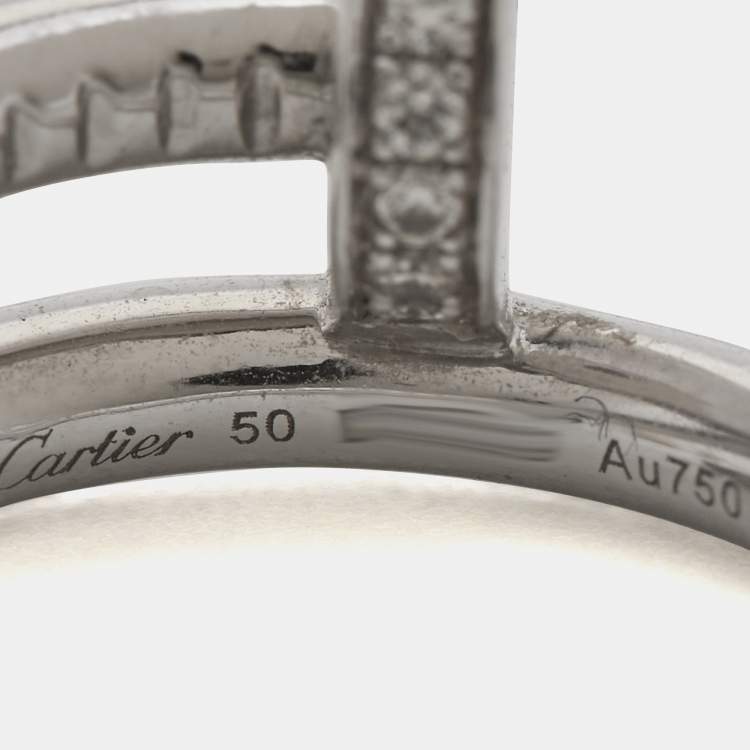 Pre Owned Cartier Juste Un Clou Diamond 18k White Gold Ring Size 50