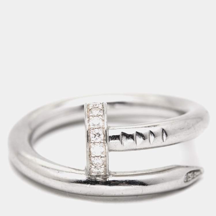 Pre Owned Cartier Juste Un Clou Diamond 18k White Gold Ring Size 50