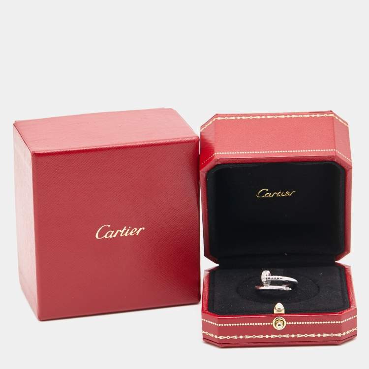 Pre Owned Cartier Juste Un Clou Diamond 18k White Gold Ring Size 50