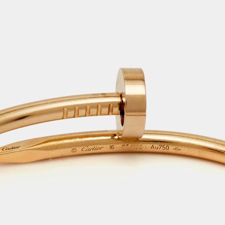 Pre Owned Cartier Juste Un Clou 18k Rose Gold Bracelet 16