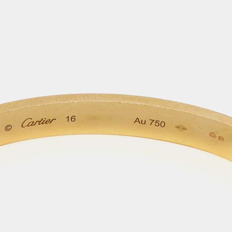 Pre Owned Cartier Love 18k Yellow Gold Bracelet 16