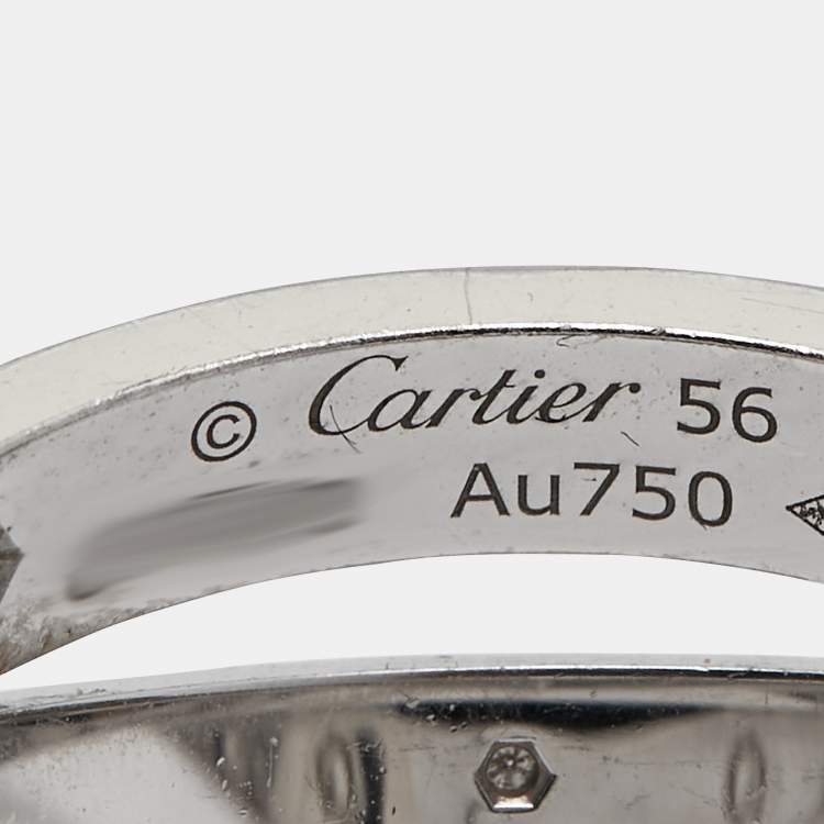 Pre Owned Cartier Love Diamond 18k White Gold Double Ring Size 56