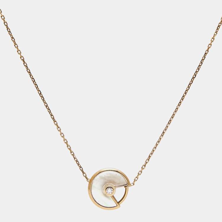 Pre Owned Cartier Amulette De Cartier Mother of Pearl Diamond 18k Yellow Gold Bracelet