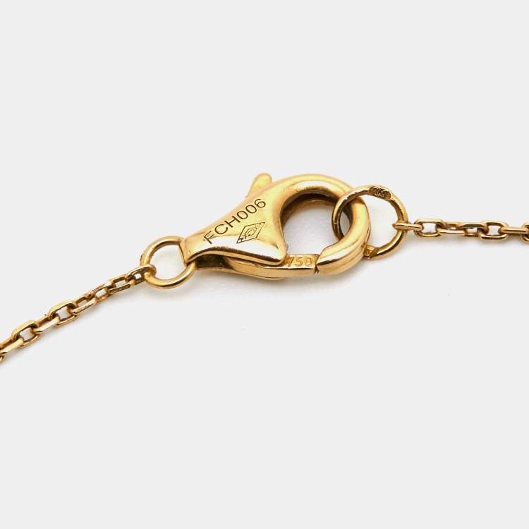 Pre Owned Cartier Amulette De Cartier Mother of Pearl Diamond 18k Yellow Gold Bracelet