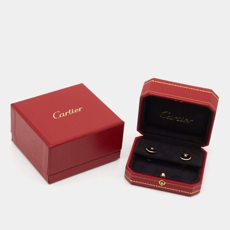 Pre Owned Cartier Amulette De Cartier Onyx Diamond 18k Rose Gold Earrings