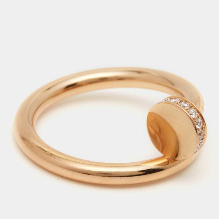 Pre Owned Cartier Juste Un Clou Diamond 18k Rose Gold Ring Size 55