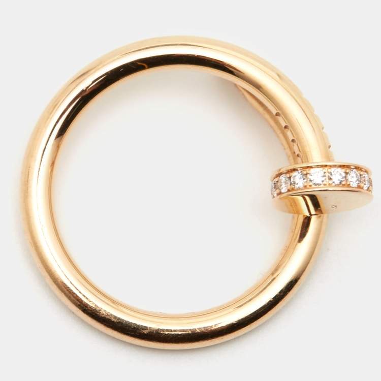 Pre Owned Cartier Juste Un Clou Diamond 18k Rose Gold Ring Size 55