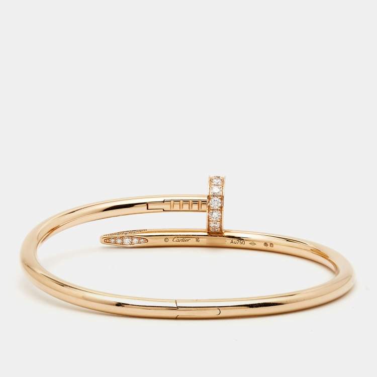 Pre Owned Cartier Juste Un Clou Diamond 18k Rose Gold Bracelet 16
