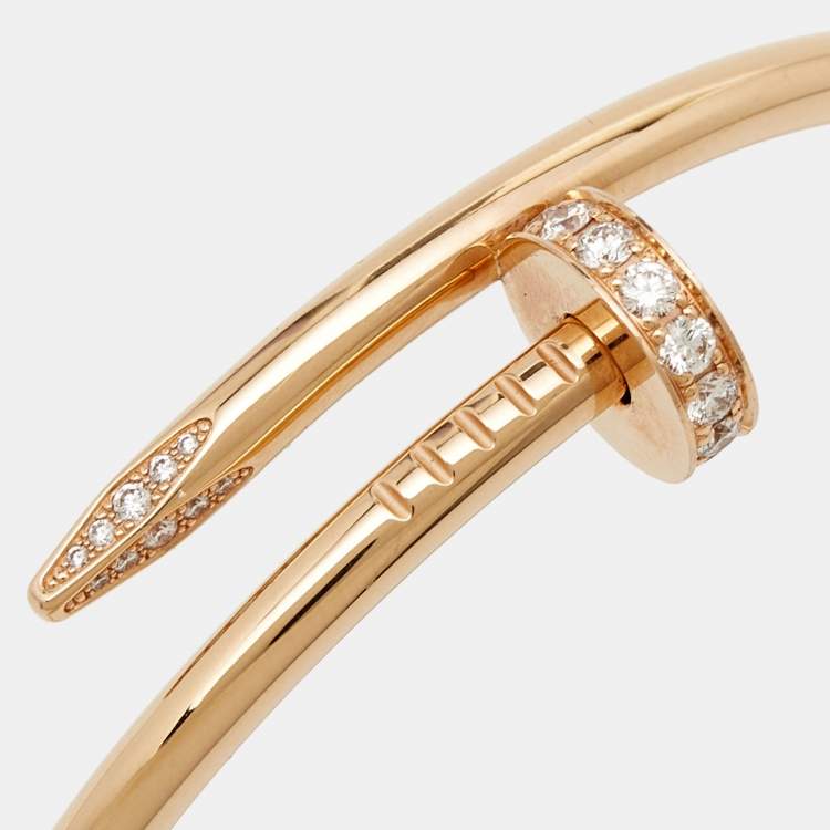 Pre Owned Cartier Juste Un Clou Diamond 18k Rose Gold Bracelet 16