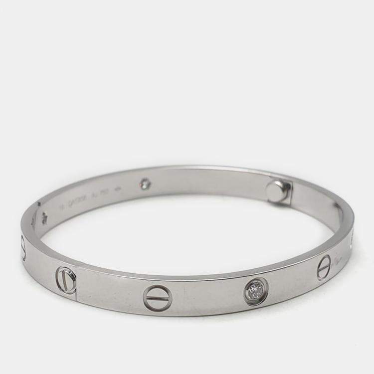 Pre Owned Cartier 18K White Gold and Diamond Love Bangle Bracelet