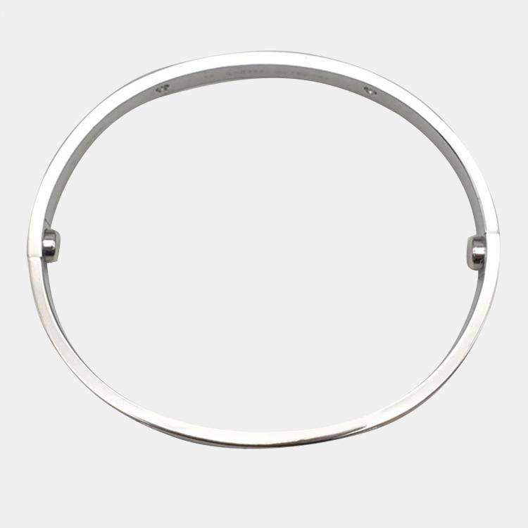Pre Owned Cartier 18K White Gold and Diamond Love Bangle Bracelet