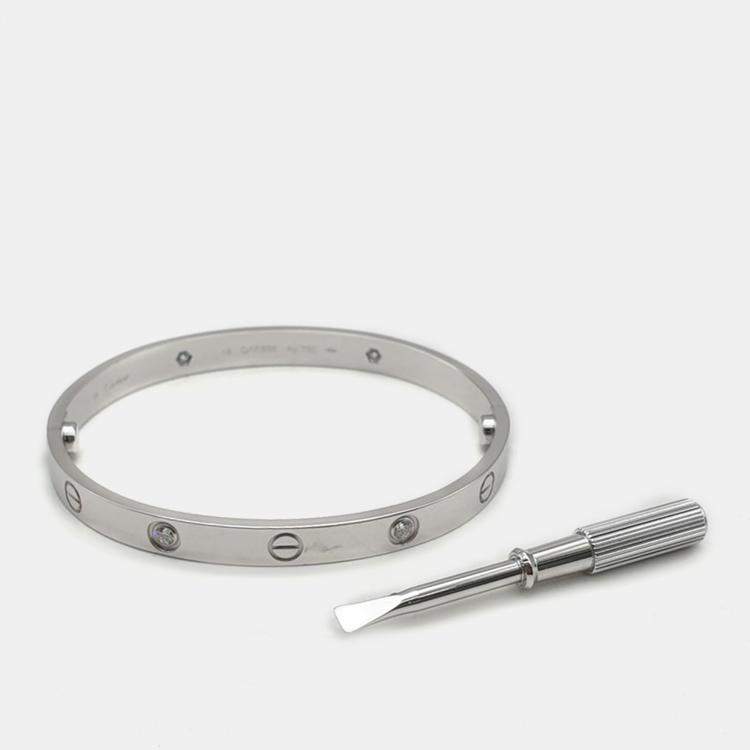 Pre Owned Cartier 18K White Gold and Diamond Love Bangle Bracelet