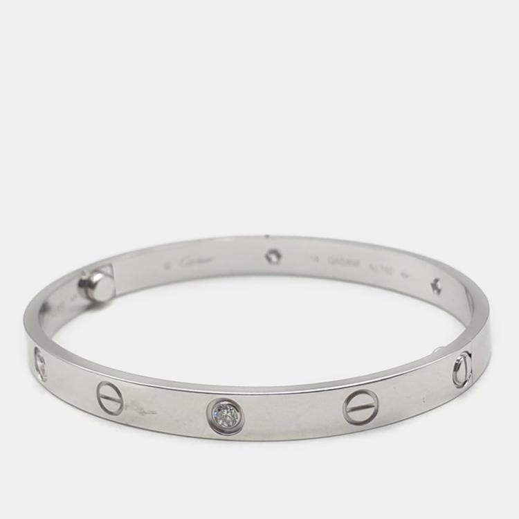Pre Owned Cartier 18K White Gold and Diamond Love Bangle Bracelet