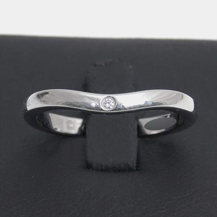 Pre Owned Cartier Platinum and Diamond Ballerine Band Ring EU 48
