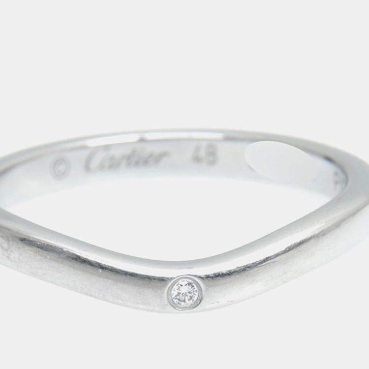 Pre Owned Cartier Platinum and Diamond Ballerine Band Ring EU 48