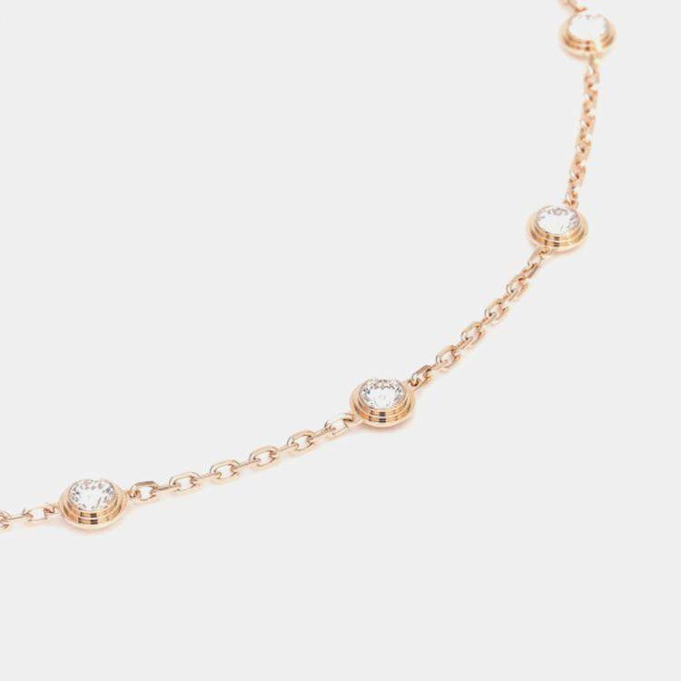 Pre Owned Cartier 18K Rose Gold and Diamond 7 Pieces d'Amour Station Bracelet