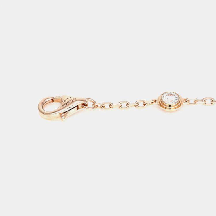 Pre Owned Cartier 18K Rose Gold and Diamond 7 Pieces d'Amour Station Bracelet
