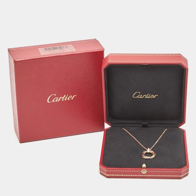 Pre Owned Cartier Trinity Diamond 18K Three Tone Gold Pendant Necklace