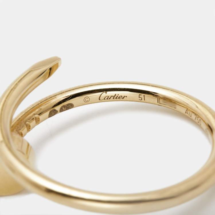 Pre Owned Cartier Juste Un Clou 18k Yellow Gold Small Model Ring Size 51