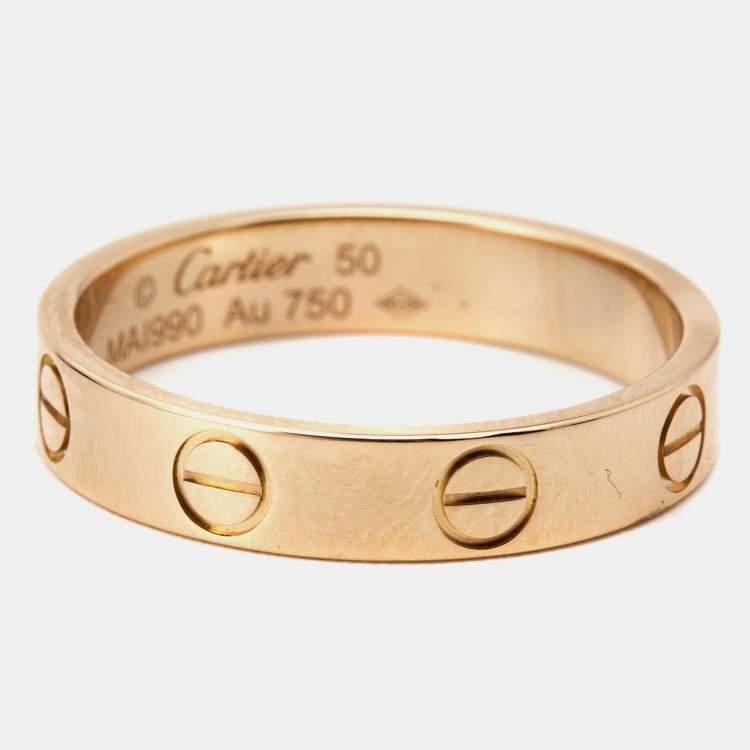 Pre Owned Cartier Love 18k Rose Gold Ring Size 50