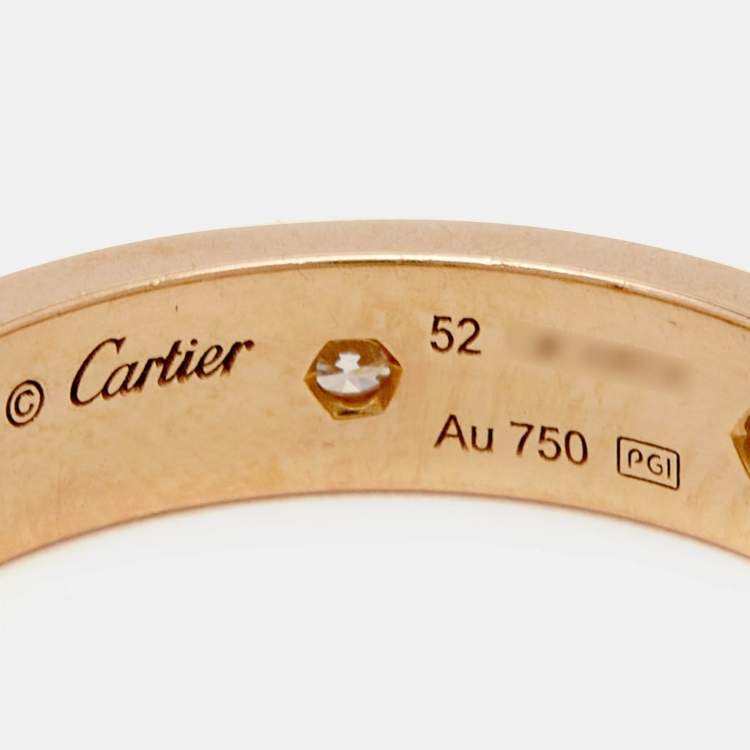 Pre Owned Cartier Love 8 Diamond 18k Rose Gold Wedding Band Ring 52