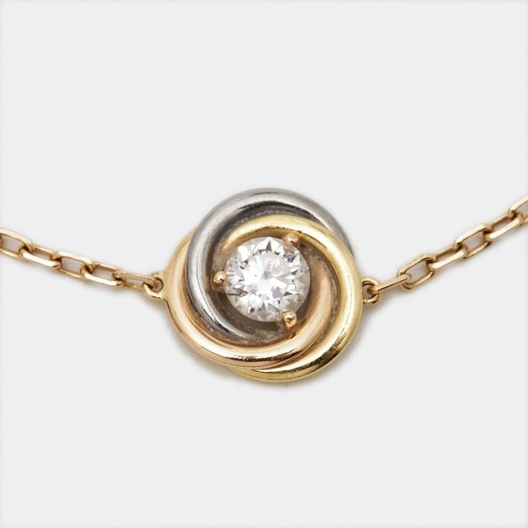 Pre Owned Cartier Trinity Diamond 18k Three Tone Gold Bracelet