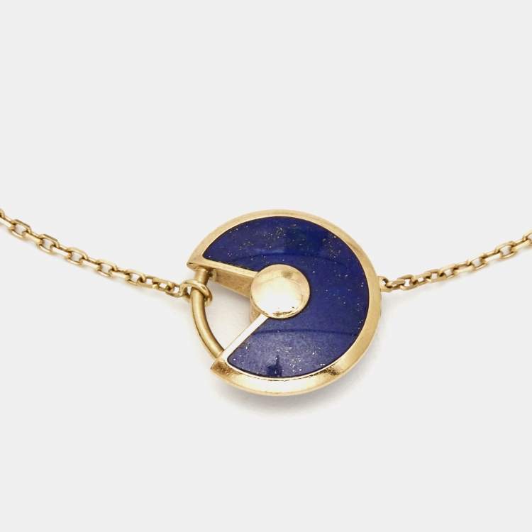 Pre Owned Cartier Amulette De Cartier Lapis Lazuli Diamond 18k Yellow Gold Bracelet