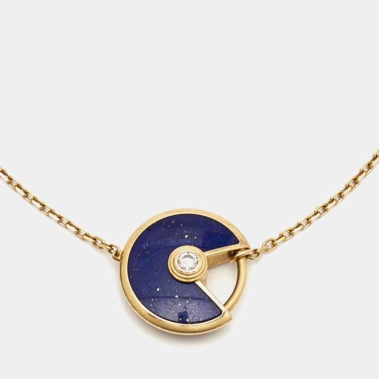Pre Owned Cartier Amulette De Cartier Lapis Lazuli Diamond 18k Yellow Gold Bracelet