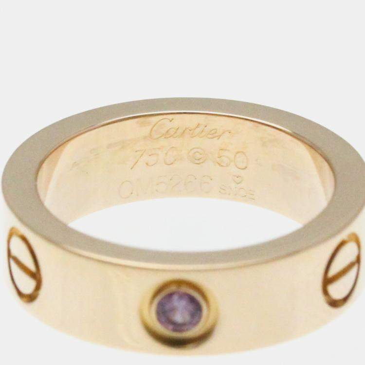 Pre Owned Cartier 18K Rose Gold and Sapphire Love Band Ring EU 50