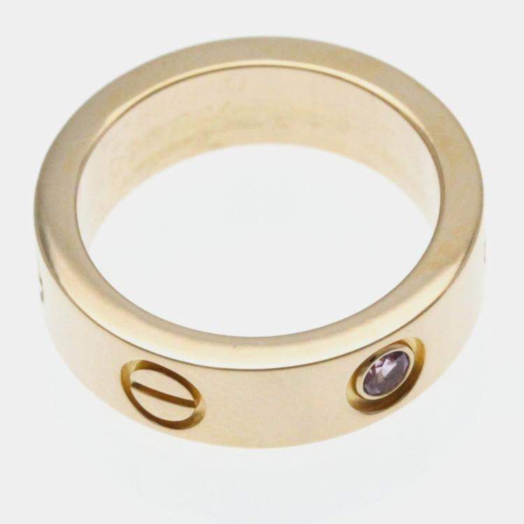 Pre Owned Cartier 18K Rose Gold and Sapphire Love Band Ring EU 50