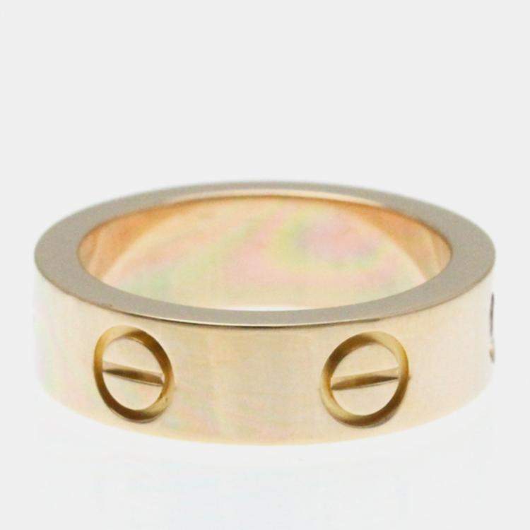 Pre Owned Cartier 18K Rose Gold and Sapphire Love Band Ring EU 50