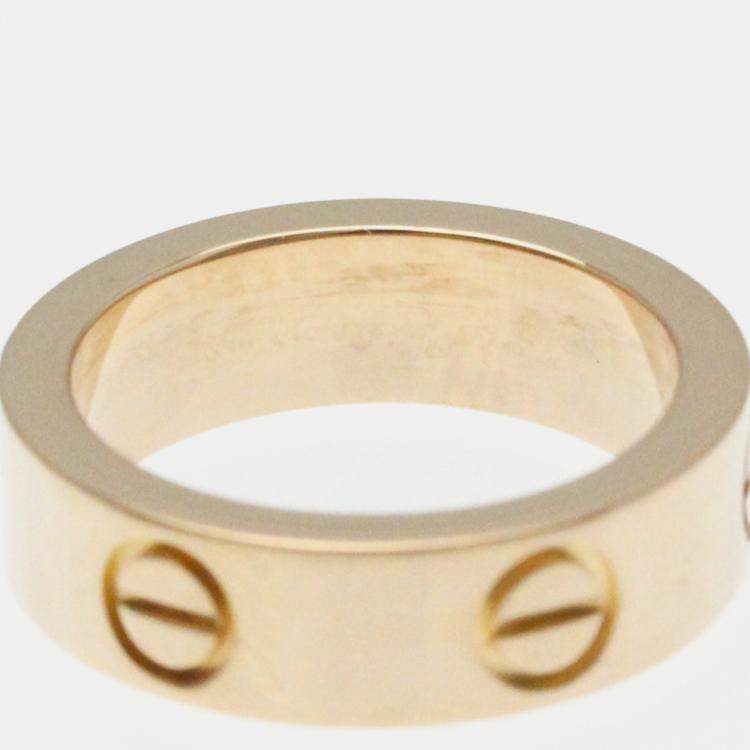 Pre Owned Cartier 18K Rose Gold and Sapphire Love Band Ring EU 50