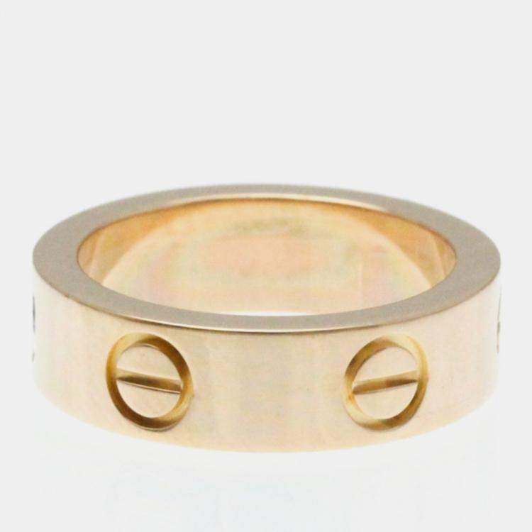 Pre Owned Cartier 18K Rose Gold and Sapphire Love Band Ring EU 50