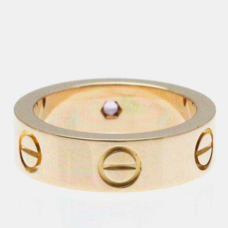 Pre Owned Cartier 18K Rose Gold and Sapphire Love Band Ring EU 50