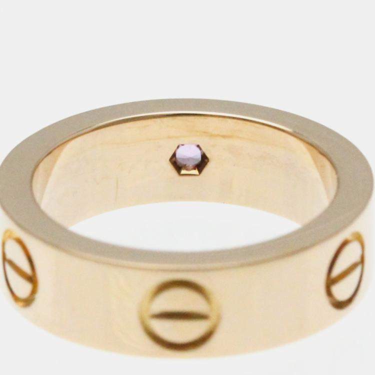 Pre Owned Cartier 18K Rose Gold and Sapphire Love Band Ring EU 50