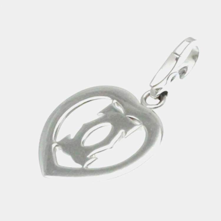 Pre Owned Cartier 18K White Gold and Diamond Double C Heart Charm
