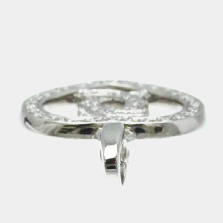 Pre Owned Cartier 18K White Gold and Diamond Double C Heart Charm