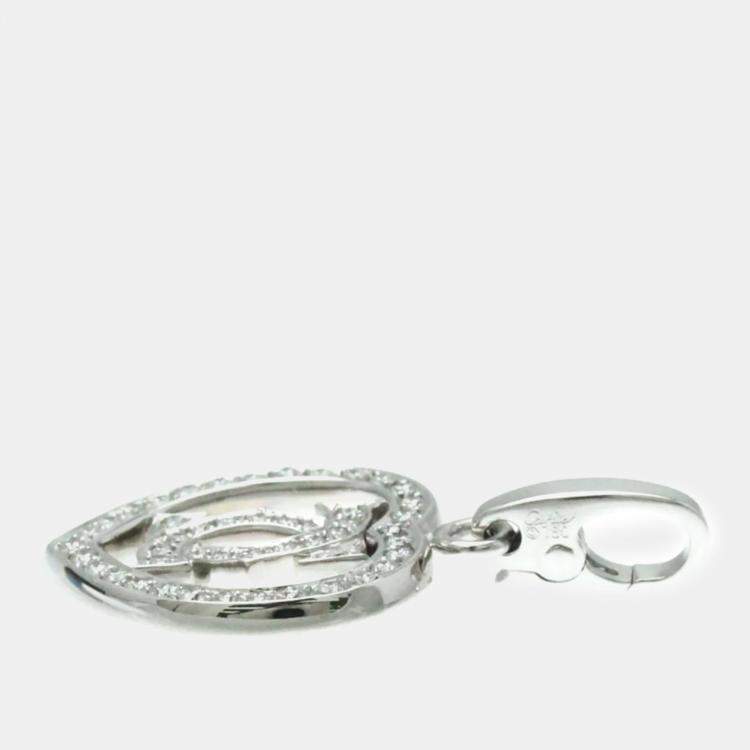 Pre Owned Cartier 18K White Gold and Diamond Double C Heart Charm