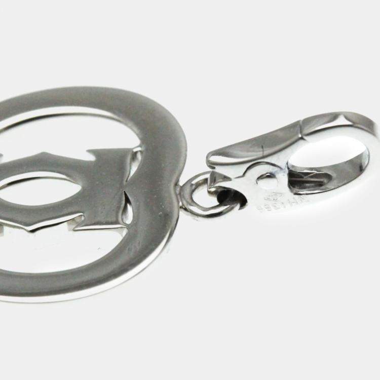 Pre Owned Cartier 18K White Gold and Diamond Double C Heart Charm