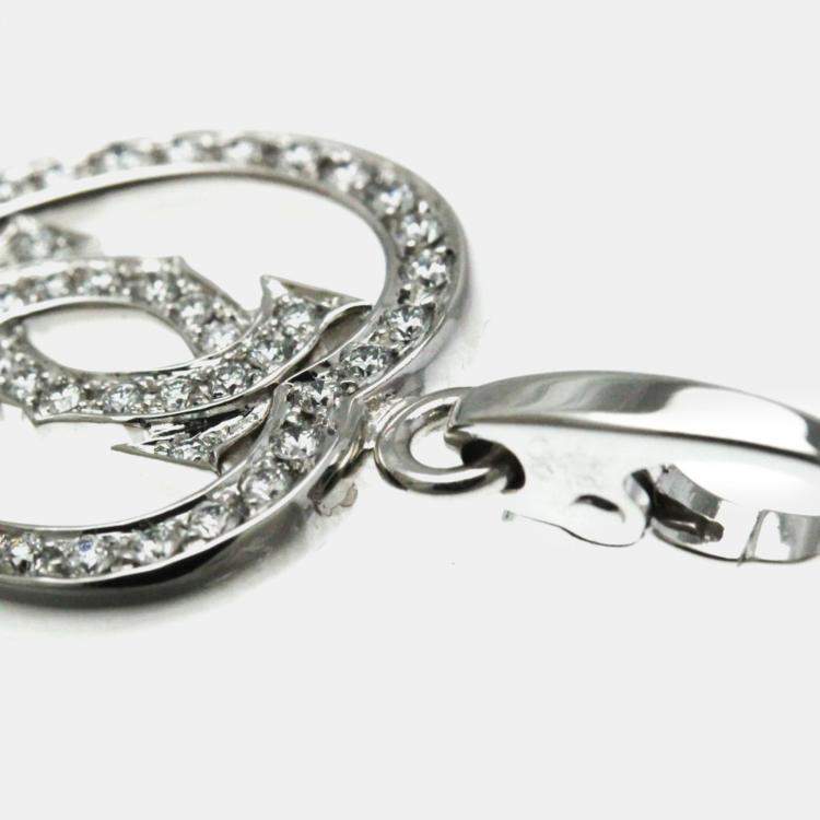 Pre Owned Cartier 18K White Gold and Diamond Double C Heart Charm