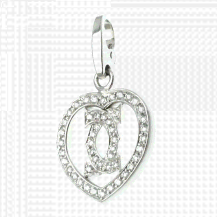 Pre Owned Cartier 18K White Gold and Diamond Double C Heart Charm