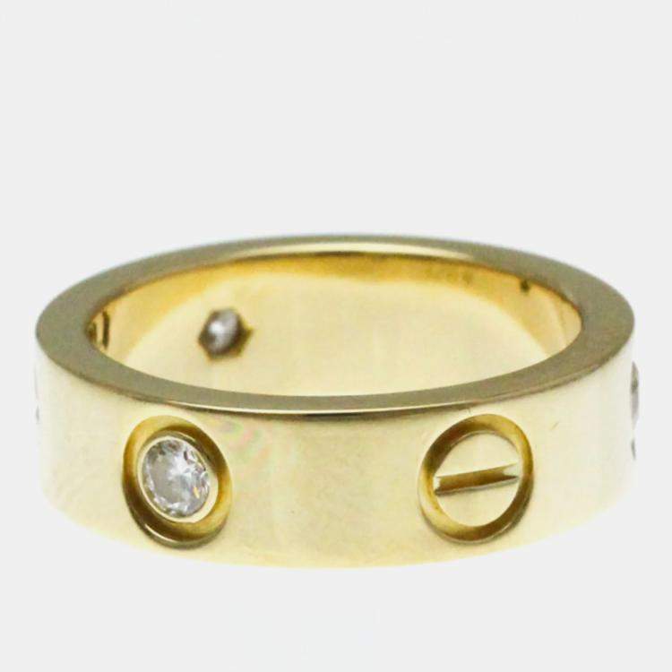 Pre Owned Cartier Love Yellow Gold Diamond Ring EU 50