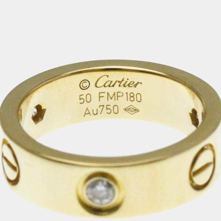 Pre Owned Cartier Love Yellow Gold Diamond Ring EU 50