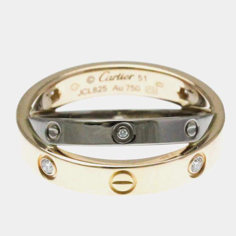 Pre Owned Cartier 18K Pink & White Gold Love Ring EU 51