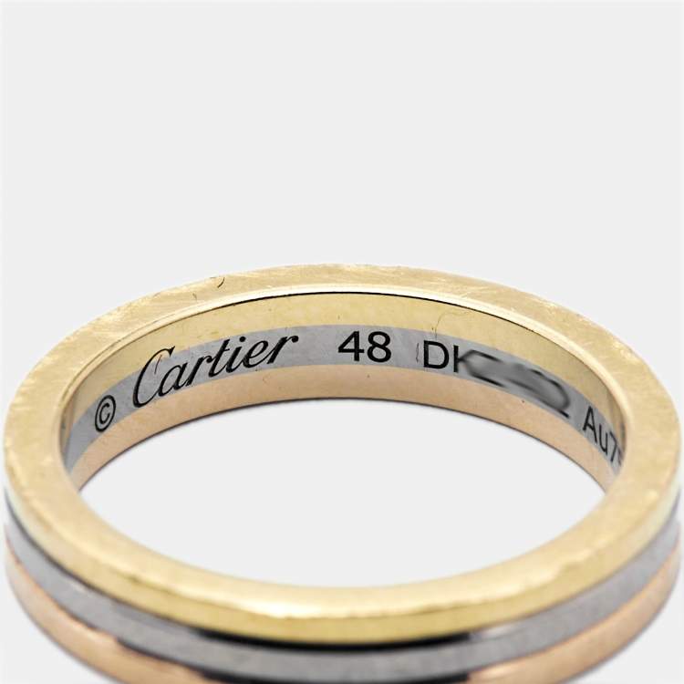 Pre Owned Cartier Vendome Louis 18k Three Tone Gold Wedding Band Ring Size 48