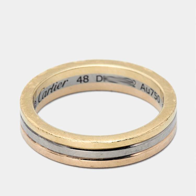 Pre Owned Cartier Vendome Louis 18k Three Tone Gold Wedding Band Ring Size 48