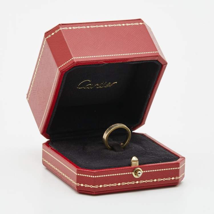 Pre Owned Cartier Vendome Louis 18k Three Tone Gold Wedding Band Ring Size 48