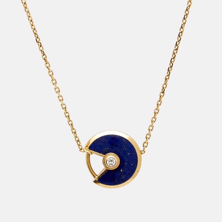 Pre Owned Cartier Amulette De Cartier Lapis Lazuli Diamond 18k Yellow Gold XS Model Bracelet